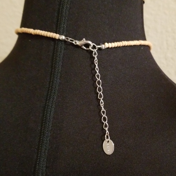 Silver Open Oval Wood Bead Necklace - Picture 2 of 6